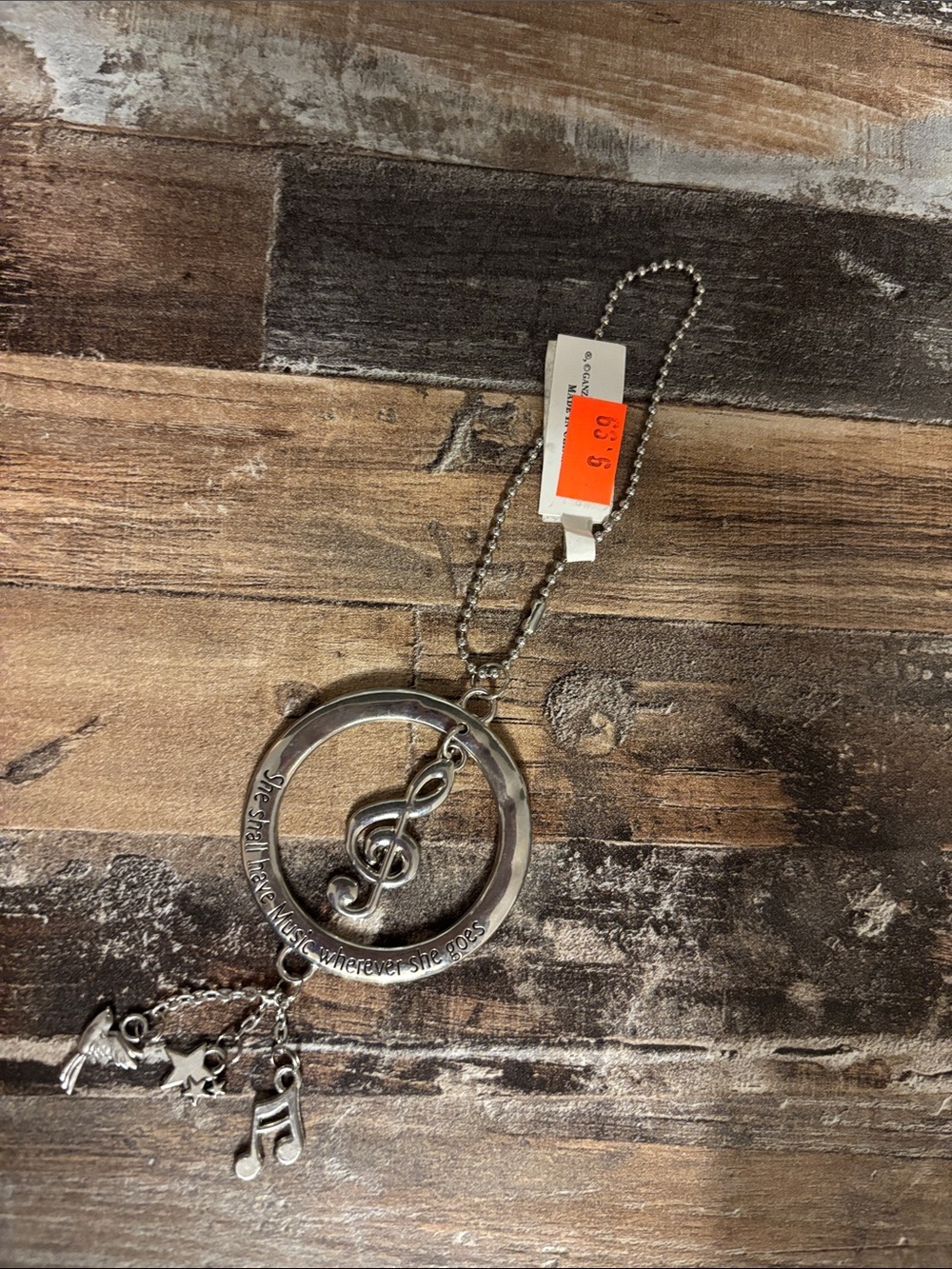 Silver-tone Treble Clef Music Pendant Keychain